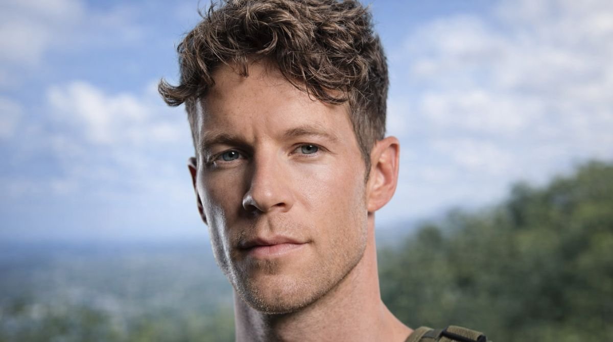 Chad Michael Collins portrait with gradient background – Chad Michael Collins Net Worth and biography concept image