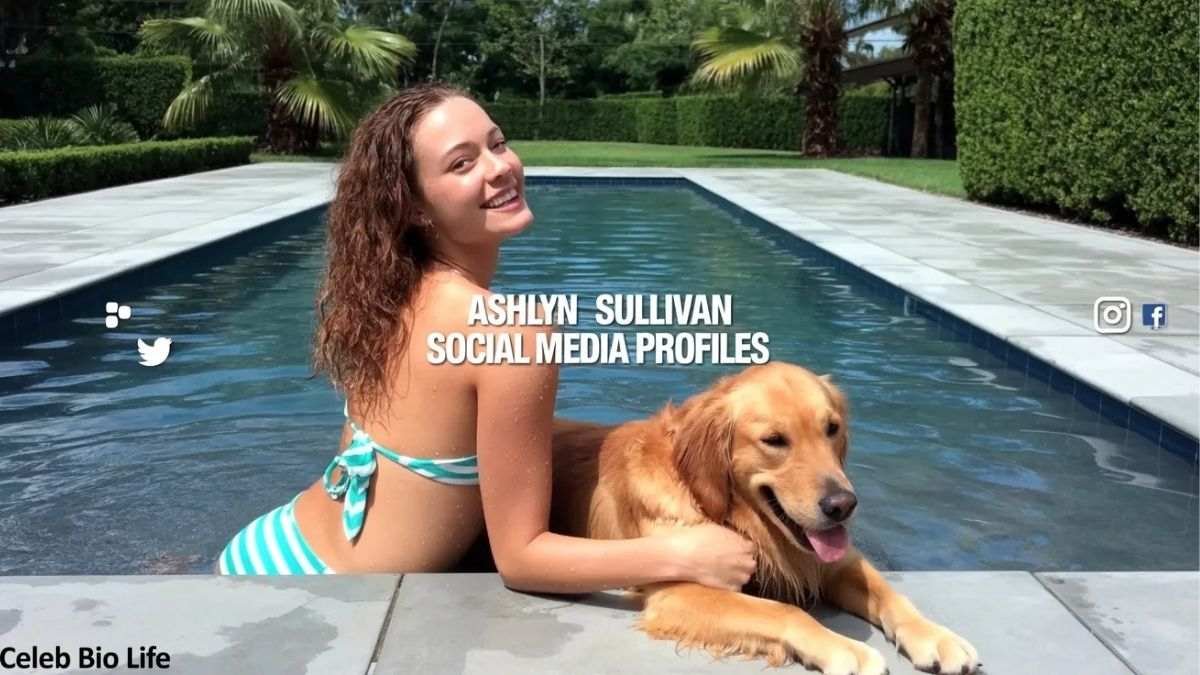 Woman with dog in swimming pool.