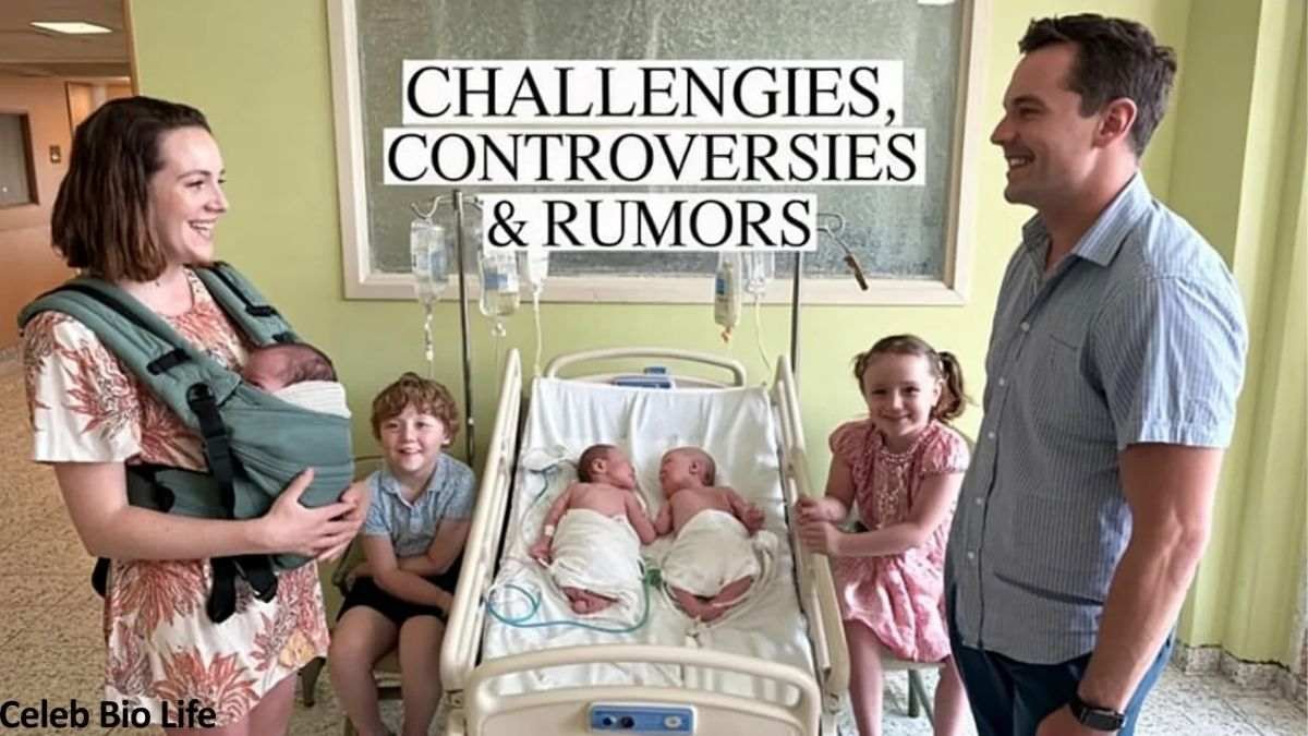 Family with newborn twins in hospital.