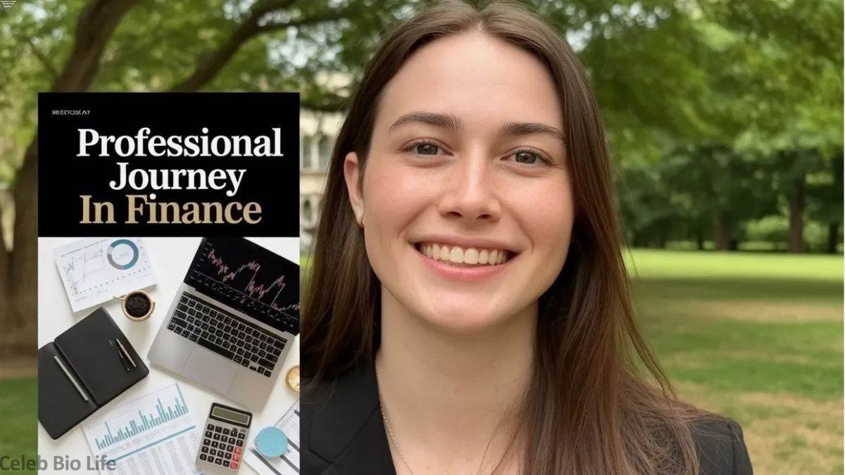 Smiling woman finance career poster.