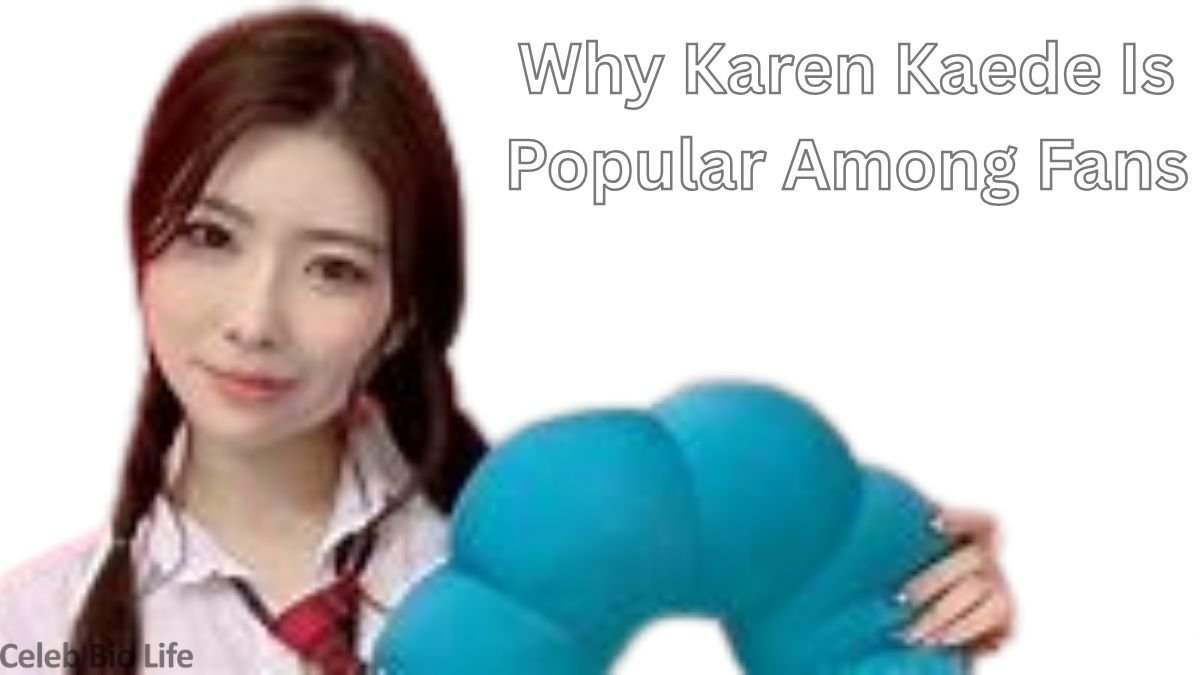 Karen Kaede holding blue cushion