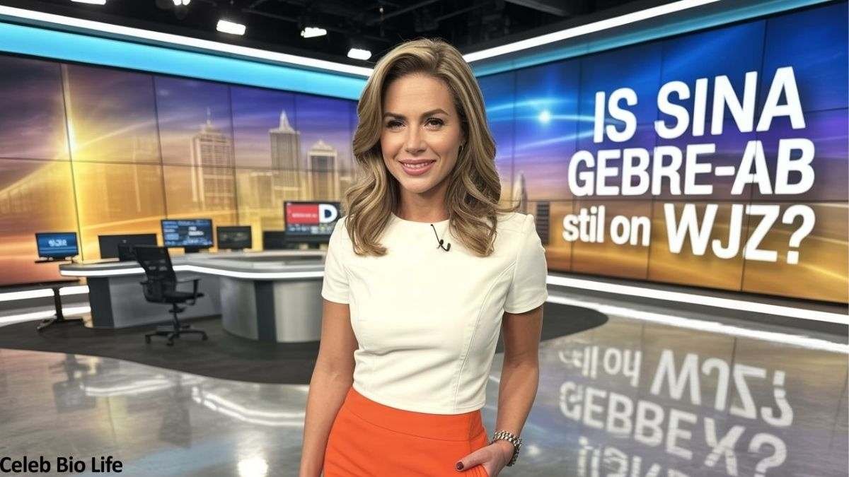 TV news anchor in modern studio
