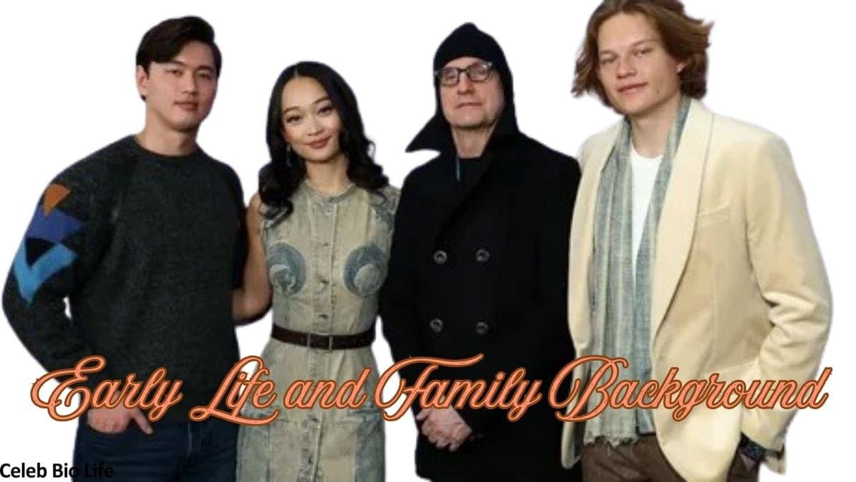 Group portrait with family background text