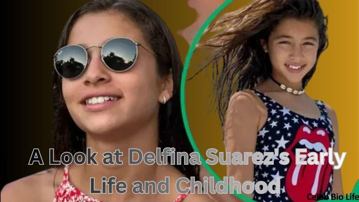 Delfina Suárez wearing sunglasses and a colorful outfit in a childhood photo collage.